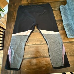 RBX Black and Gray Leggings with Geometric Design